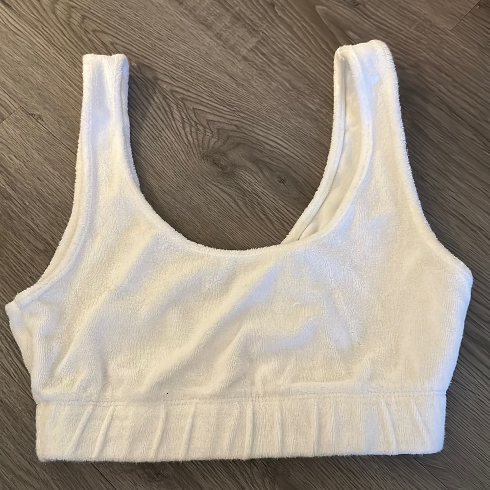 Zara White Terry Cloth Bra/Crop Top